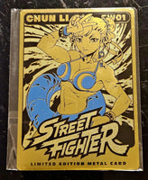 STREET FIGHTER CHUN-LI SW01 LIMITED EDITION GOLD METAL CARD CAPCOM KEN RYU GUILE0
