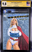 JUSTICE LEAGUE #11 CGC SS 9.8 POWER GIRL ORIGINAL ART SKETCH BATMAN SUPERMAN DC0
