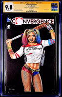 CONVERGENCE #1 CGC SS 9.8 HARLEY QUINN ORIGINAL ART SKETCH BATMAN SUPERMAN DC0
