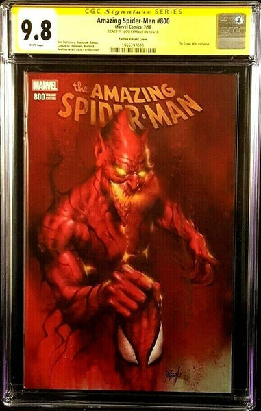 SCARY RED GOBLIN HOLDING SPIDERMAN'S MASK TERRIFYING BY LUCIO PARRILLO SIGNED CGC AMAZING #800