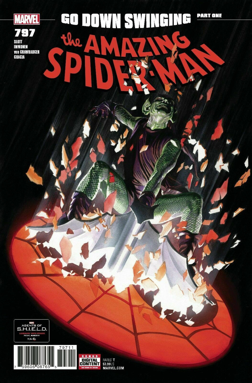 AMAZING SPIDER-MAN #797 ALEX ROSS COVER GREEN RED GOBLIN SHATTERED GLASS DAN SLOTT GO DOWN SWINGING