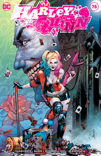 HARLEY QUINN #75 FINAL ISSUE HOLDING GUN JOKER & BATMAN IN BACKGROUND BY JAY ANACLETO